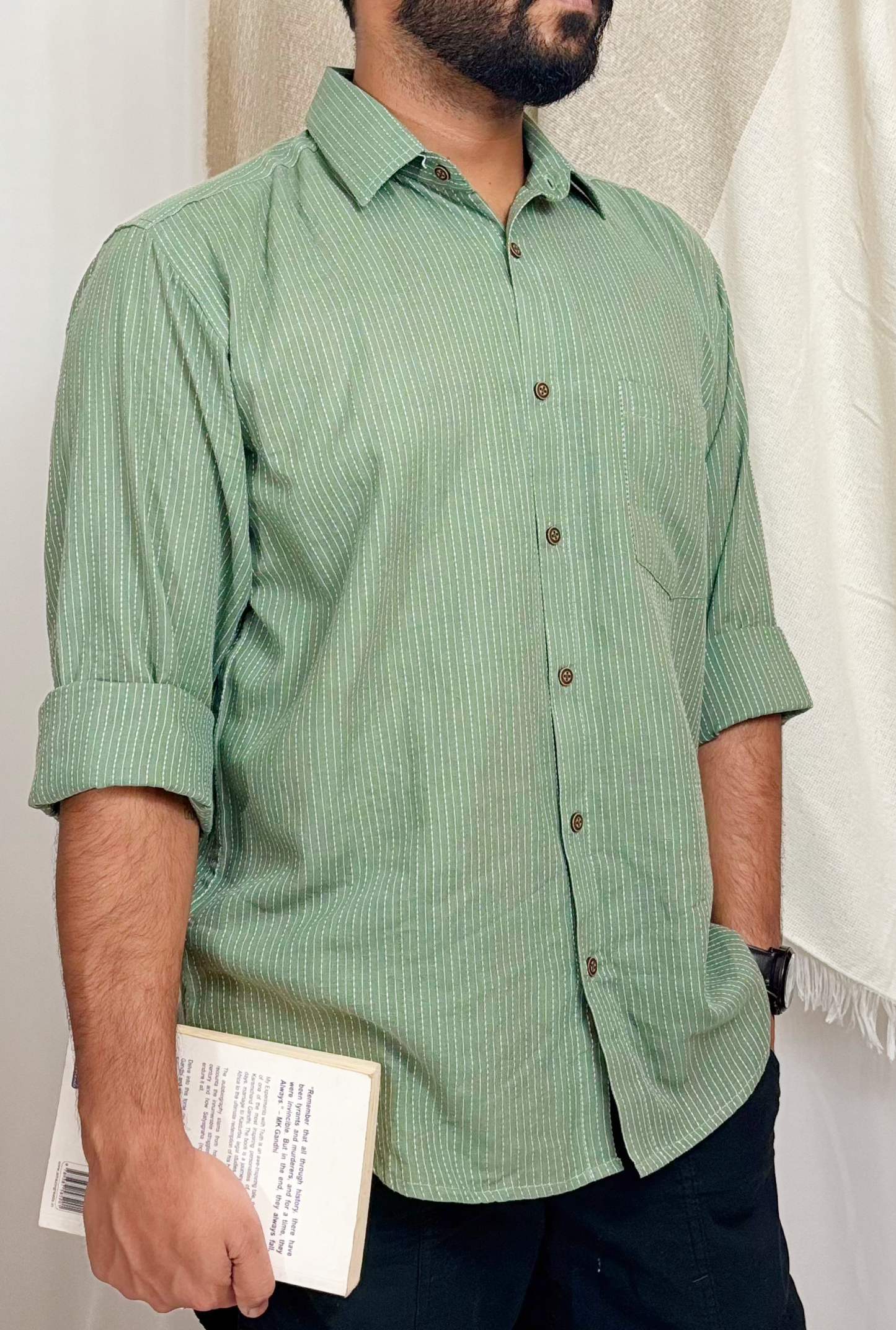 SAGE GREEN KANTHA SHIRT