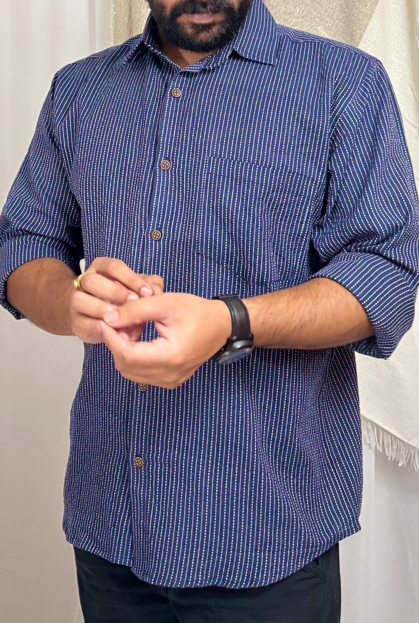 NAVY BLUE KANTHA SHIRT