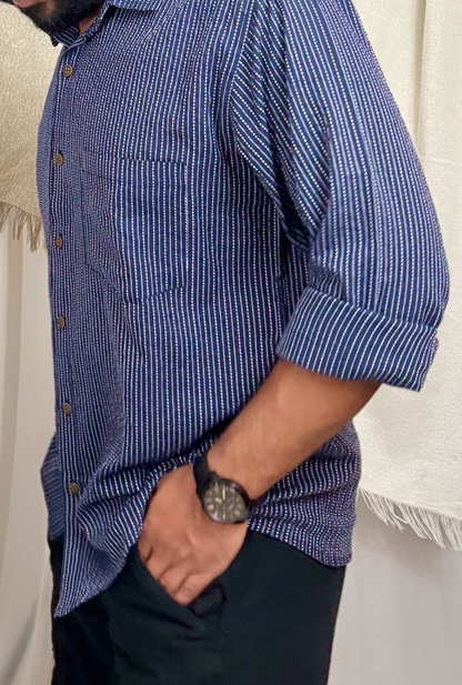 NAVY BLUE KANTHA SHIRT