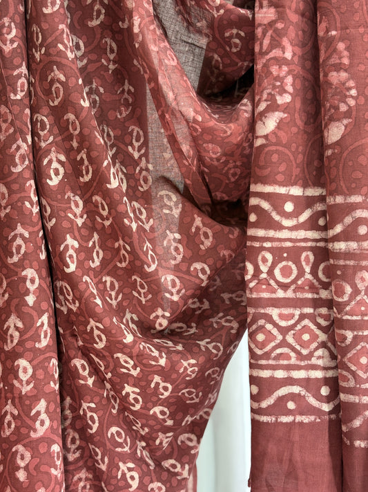 RUST DABU SAREE