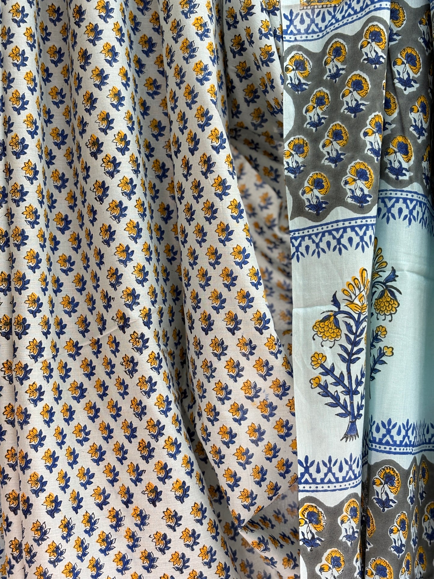 SKY BLUE HANDBLOCK SAREE