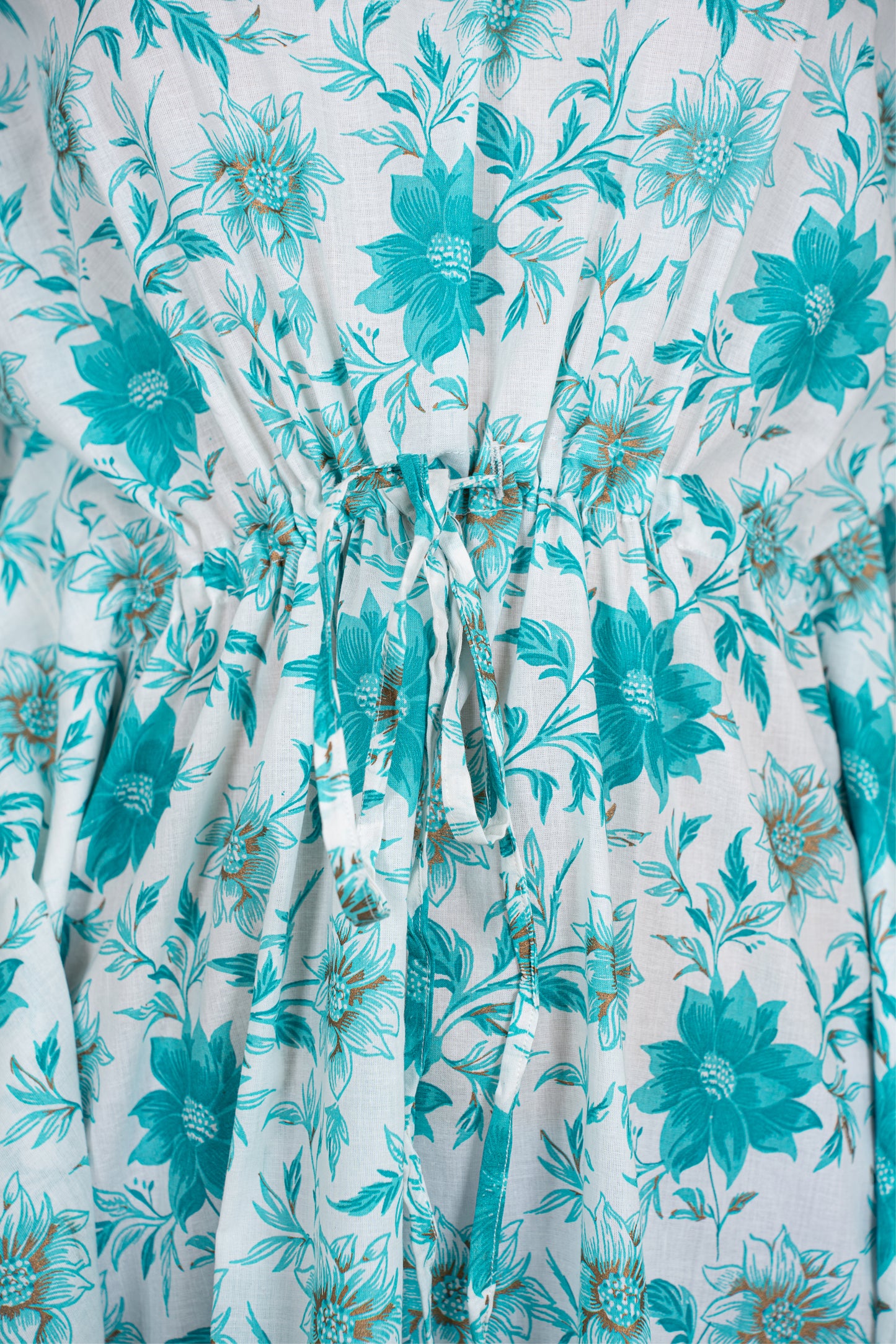WHITE TURQUOISE FLORAL KAFTAN SHORT